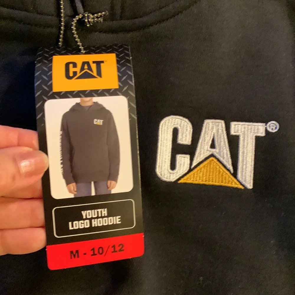 CATERPILLAR. NWT. CAT‎ Construction Youth Hooded Black Sweatshirt. M-10/12